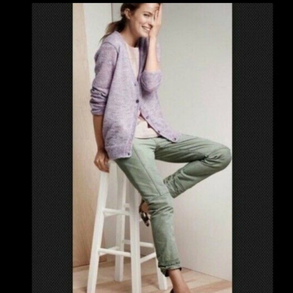 J.Crew Mohair Blend Sheer Boyfriend Cardigan Soft Academia